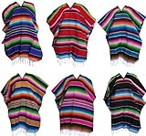 Del Mex (TM) Mexican Serape Poncho Pancho Adult Costume (Blue)