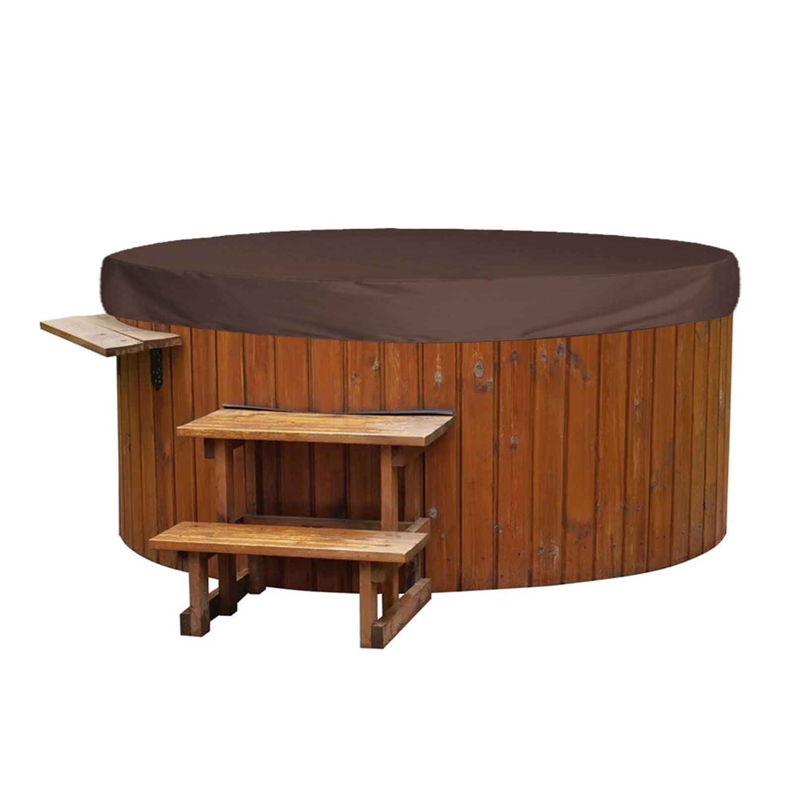 Photo 1 of TOPINCN Round Hot Tub Cover 190 Silver Polyester Taffeta Bathtub Cover Outdoor SPA Covers Furniture Dust Covers Hot Tub Cover (Brown)
