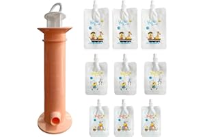 YIISHUIIL Fruit Puree Filler,Portable Fruit Squeeze Puree Filler Fruit Juice Food Maker with 9pcs Reusable Pure Color Pouches for Kids (Pink)