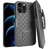 Designed for iPhone 12 Pro Max Case with Belt Clip Holster - Kickstand Cover Phone Case - Black