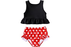 YWFSHOP Toddler Baby Girls Swimsuit Cute Ruffle 2 Piece Tankini Top and Bikini Bottom Swimwear
