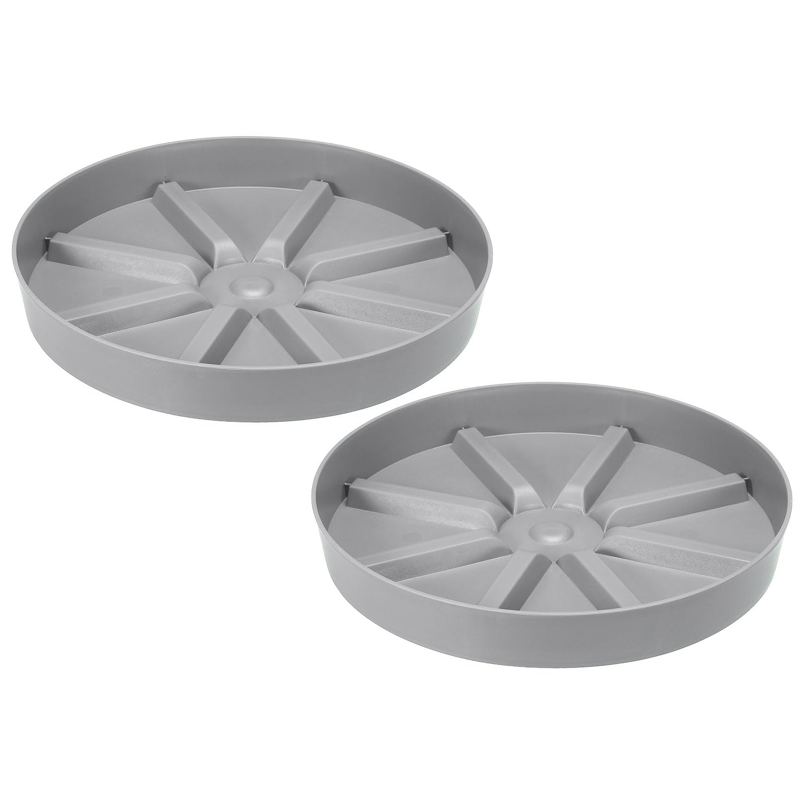 PATIKIL 10.5 Inch Plant Saucers Tray, 2Pcs Durable Plastic Round Flower Pot Drip Tray Thicker Anti-Rot Root for Indoors Outdoors Home Garden, Grey