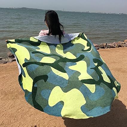Cyycy Serviette De Plage Ronde Serviette Style Camouflage