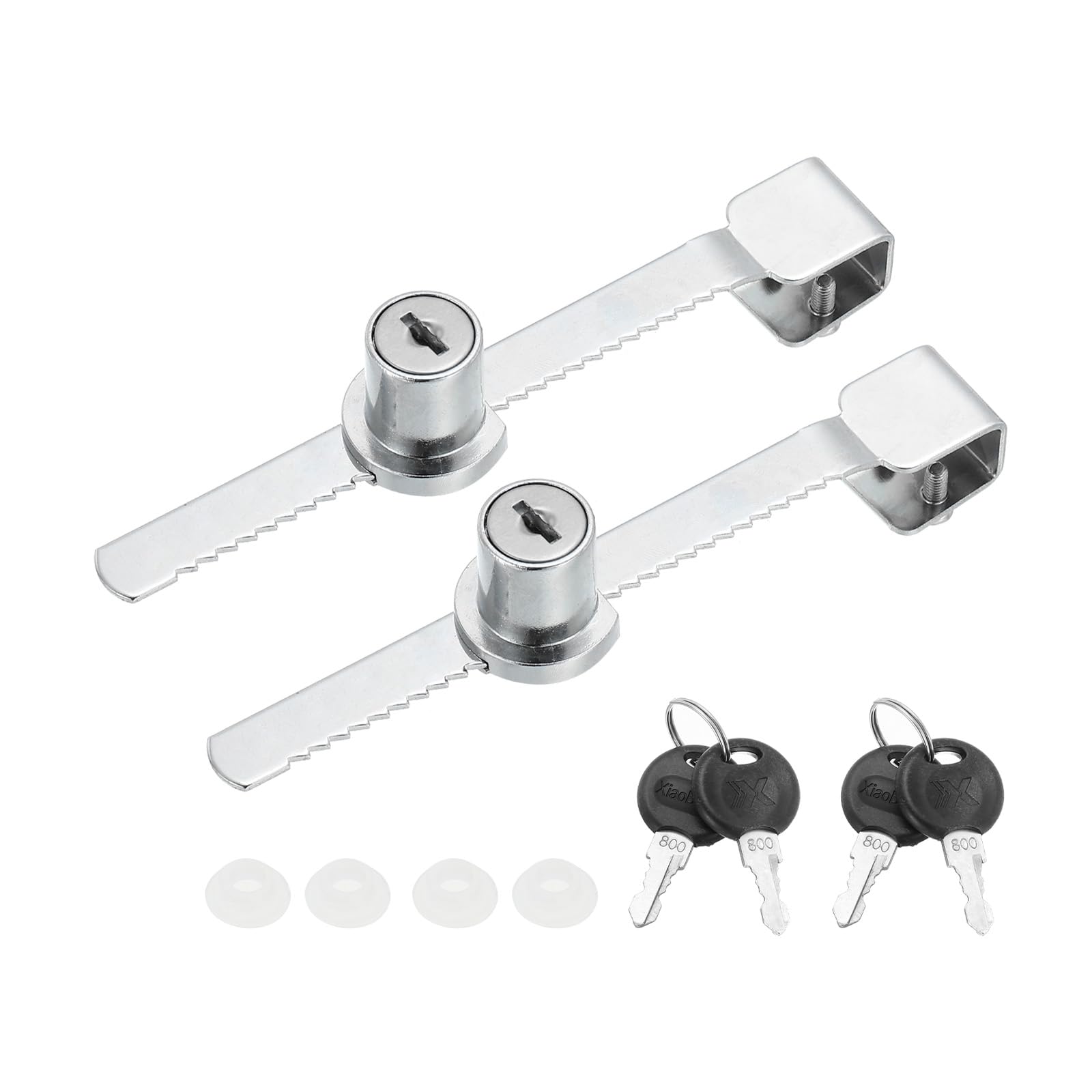 PATIKIL 2 Pack Sliding Glass Door Ratchet Lock with 4 Keys 5.5x0.4inch, Silver
