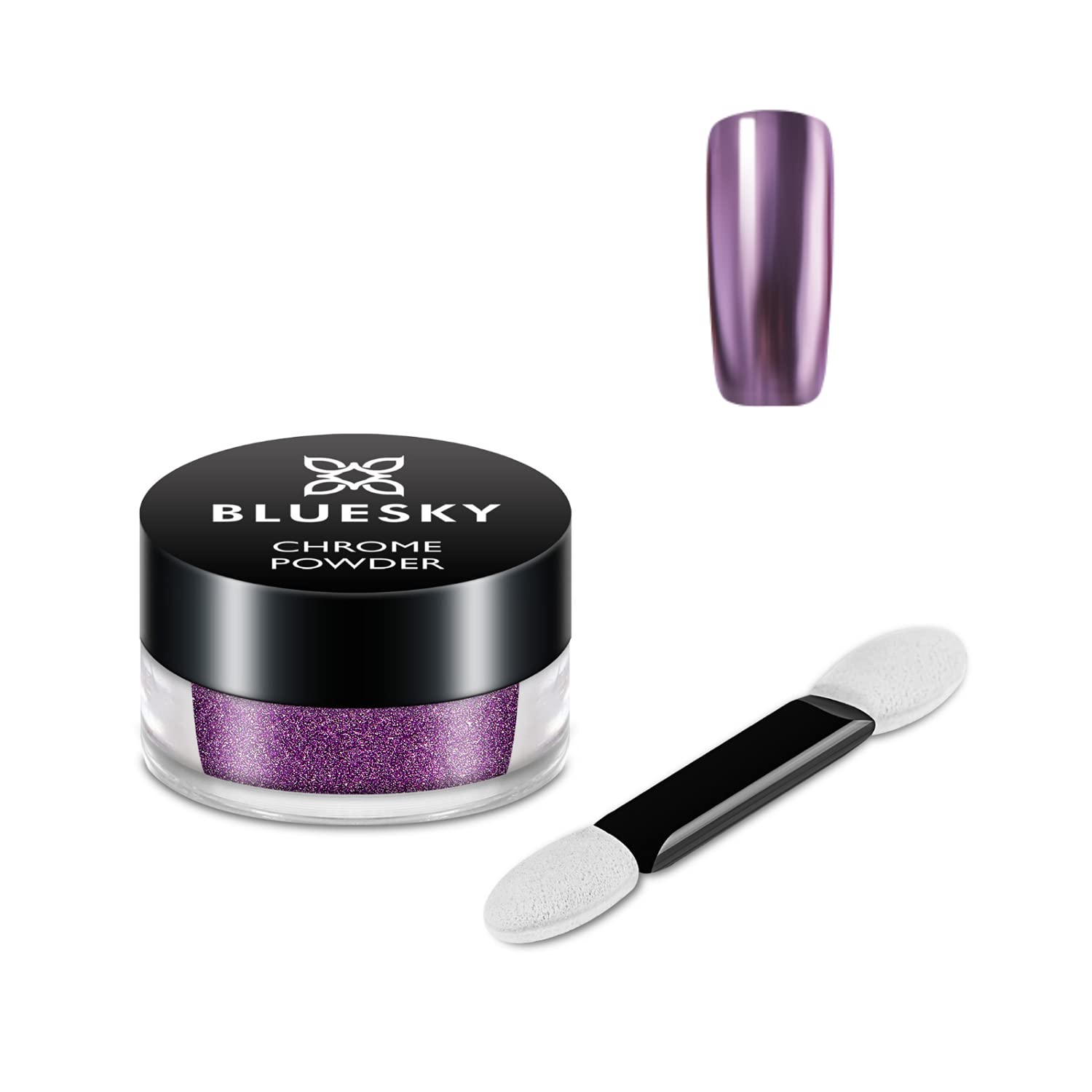 Bluesky Chrome Nail Powder Kit With Applicator Brush Metallic Gel Nail Art Purple 5g