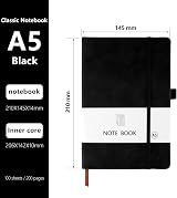 Lefute A5 Notebook PU Leather 200 Pages 80gsm Elastic Closure Pocket Pen Loop view 2