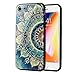 YOKIRIN iPhone 8 Case, iPhone 7 Case, Clear Tempered Glass Back Cover and Soft TPU Frame Extreme Shockproof Heavy Duty Cover Shell Case Full Body Protection Skin for iPhone 7, iPhone 8, Green Mandala