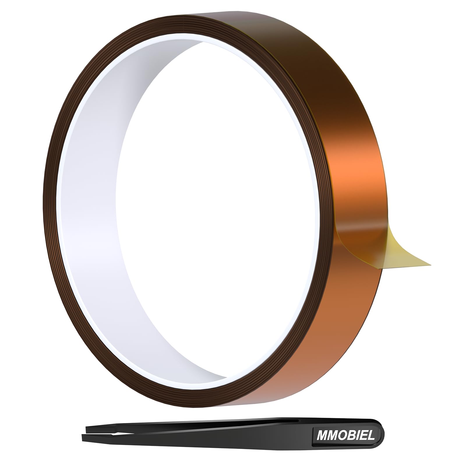 MMOBIEL Heat Tape for Sublimation & Electronics Polyimide Tape 1" x 100ft (25mm x 30m) – High Temp up to 536°F, ESD Tweezer Included – for Heat Press, 3D Printing, Soldering, HVAC