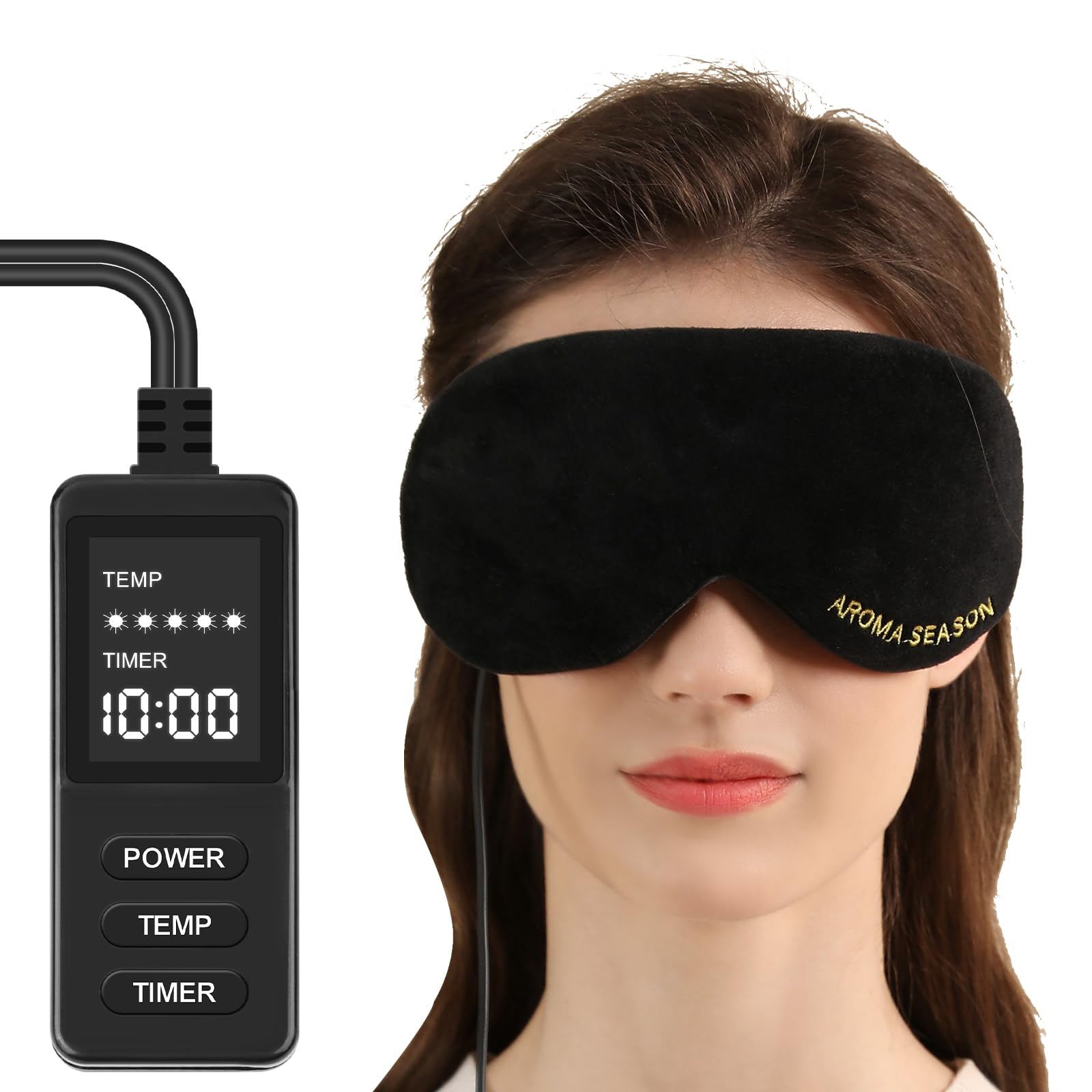 Aroma Season Heated Eye Mask, Electric USB Eye Compress for Dry Eyes Blepharitis Stye Eye with 5-Level Temperature & Timer Control (Black)