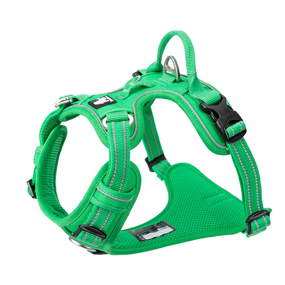 Dog Harness No Pull Adjustable Reflective Step-in Soft Nylon For Small Large Pet TLH56512(L, Grass Green)