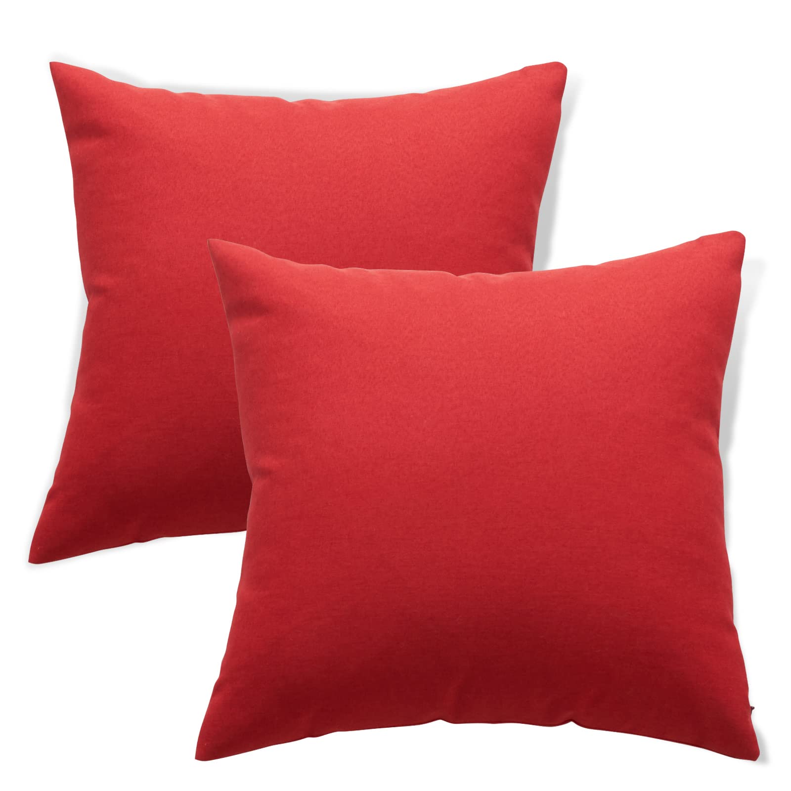 Pack of 2 Outdoor Cushion Cover,Waterproof Throw Pillow Covers,Decorative Pillow Cases Solid Polyester Farmhouse Linen Square Pillowcases for Patio Balcony Couch Sofa Garden 18x18 Inch,Red
