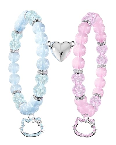Nouneisk Cat Couples Bracelets Gifts for Him and Her Magnetic