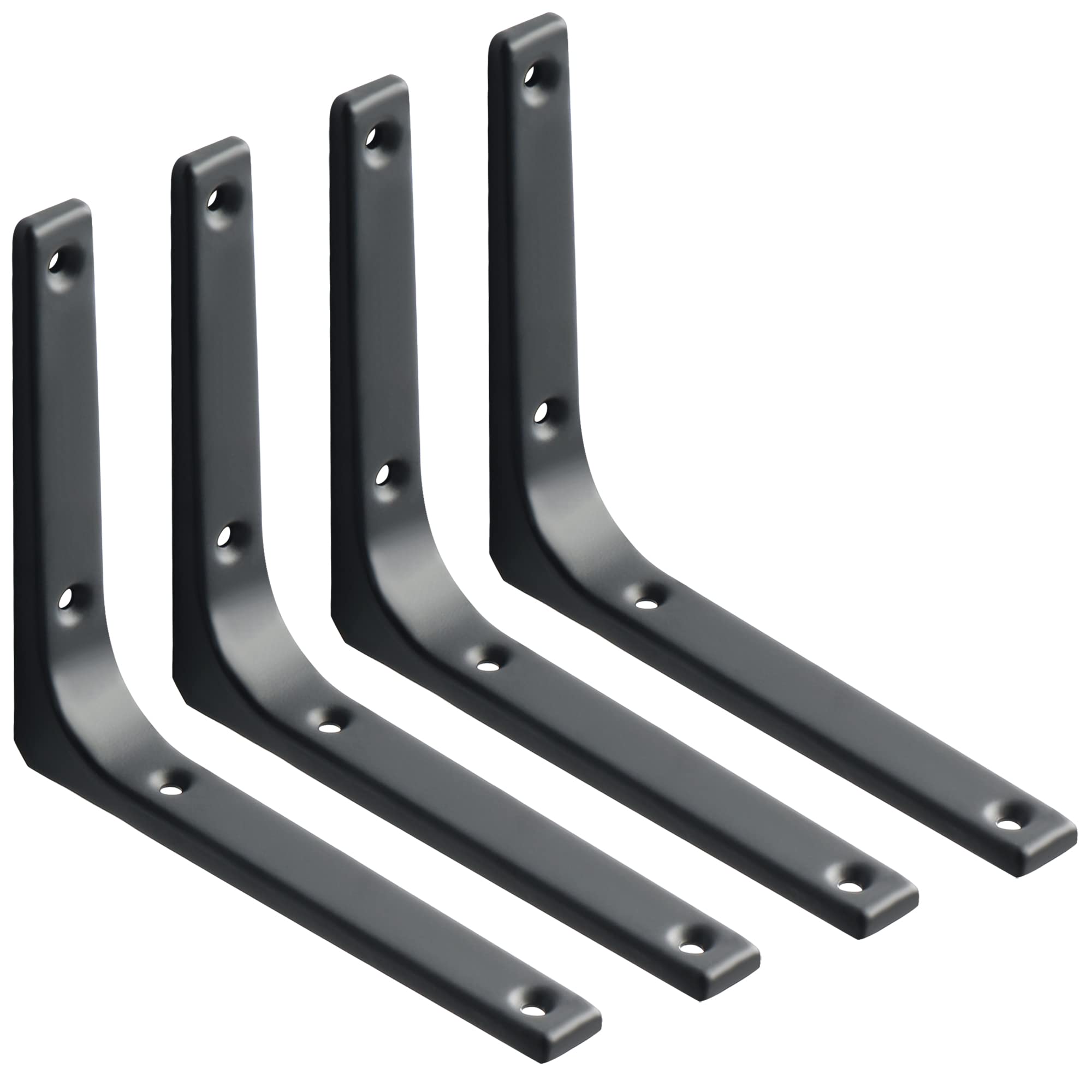 Sayayo Shelf Bracket Corner Brace Angle Bracket Shelf Support Wall Hanging 150mm*125mm, Metal Matte Black Finished, 4 Pcs, EJR150B-4P