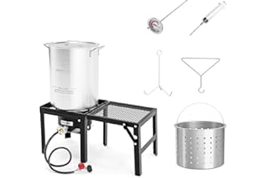 ROVSUN 30QT Turkey Fryer with 55,000BTU Propane Stove, Aluminum Deep Fryer & Seafood Crawfish Boiler Steamer with Basket, The