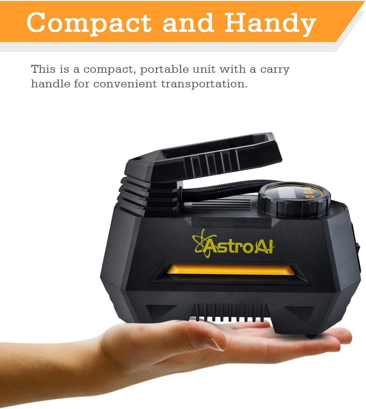AstroAI Air Compressor Tire Inflator, Portable Air Pump for Car Tires 12V DC Auto Tire Pump with Digital Pressure Gauge, 100PSI with Emergency LED Light for Car, Bicycle and Other Inflatables: Automotive
