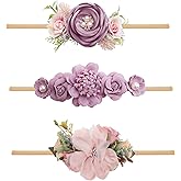 BFNAAgirl Baby Girl Headbands Nylon Flower Elastic Hairbands 3pcs Hair Accessories Gift for Newborn Infant Toddlers (YM4)