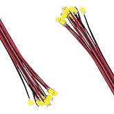 DiCUNO 20pcs Pre-Wired SMD 0805 Light Emitting Diodes, 6.3"Wire, Warm White | Pre-soldered Micro LED, Light Emitting Diode LED for DIY Lighting Projects, Science Circuit Experiments, Signal Indicators