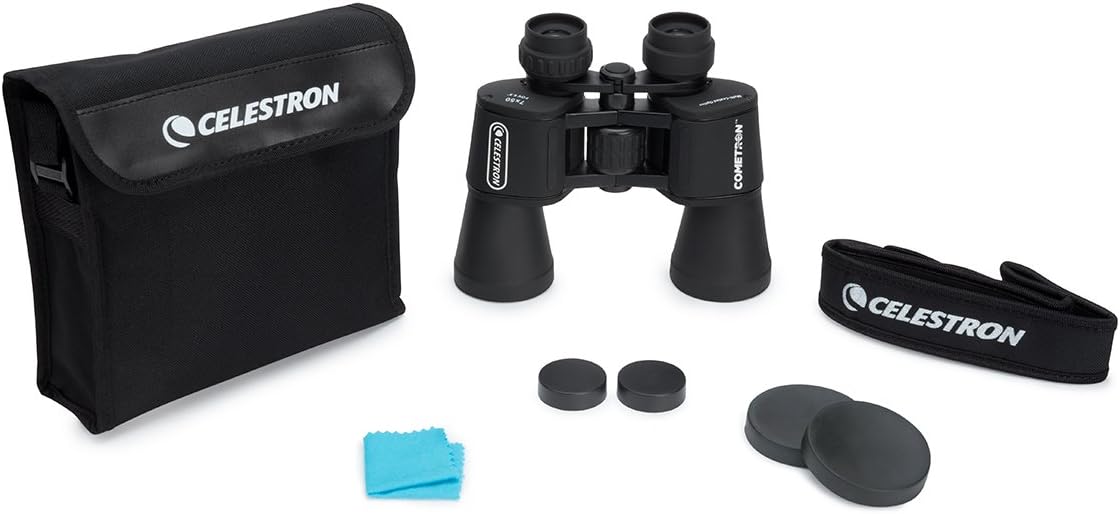 Celestron - Cometron 7x50 Bincoulars - Beginner Astronomy Binoculars - Large 50mm Objective Lenses - Wide Field of View 7x Magnification : Camera & Photo