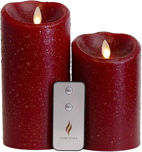 Set of 2 Luminara Primitive Flameless Candles 3.5"x5" 3.5