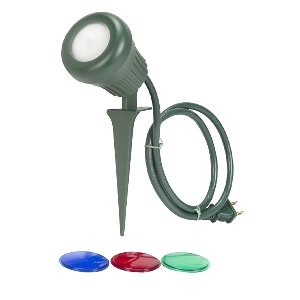 Globe Electric 2417201 LED Outdoor Flood Light with Stake, Red/Green/Blue Lens and 4
