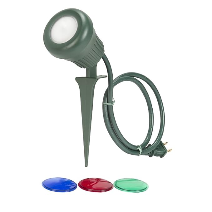 Globe Electric 2417201 LED Outdoor Flood Light with Stake, Red/Green