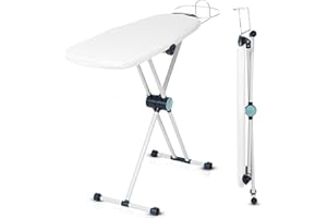 Dazzl 360° Dual-Sided Iron Board - Torso-Shaped Ironing Board Full Size with 8-Level Adjustable Height, Detachable Iron Holder, Garment Clips - HDPE Heat-Resistant Surface