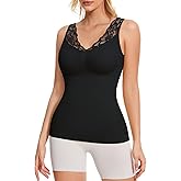 LIRASDIS Shapewear Tank Tops for Women, Lace Camisoles with Built in Bra Tummy Control Shaper
