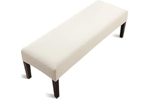 Fuloon Stretch Jacquard Dining Bench Cover - Anti-Dust Removable Bench Slipcover Washable Seat Cushion Protector for Bedroom, Kitchen, Hotel, Banquet (Beige)