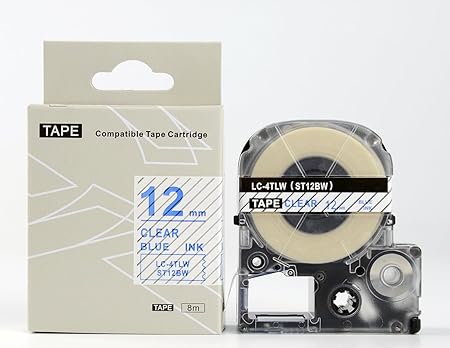 Amazon キングジム テプラpro用 互換 テープカートリッジ St12bw St12bの強粘着 12ｍｍ 透明地青文字 テープ 文房具 オフィス用品