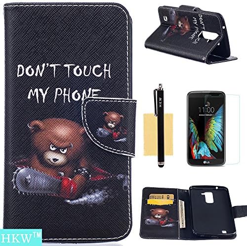 LG K10 Case,LG Premier LTE Case,HKW (TM) Electric Saw Bear Premium PU Leather Magnetic Flip Closure Protective Wallet Case Cover with Kickstand & Screen Protector for LG K10,LG Premier LTE (MA1392)
