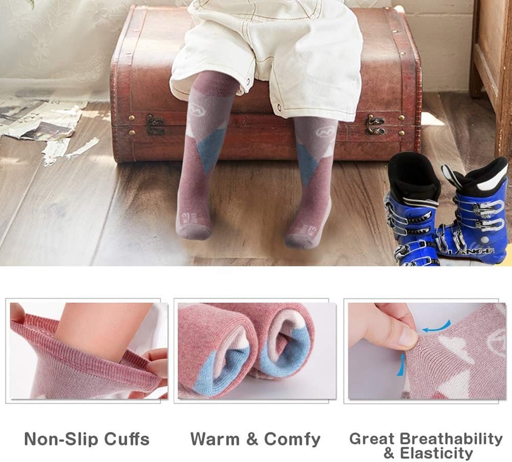OutdoorMaster Kids Ski Socks - Merino Wool Blend, OTC Design w/Non-Slip Cuff : Sports & Outdoors