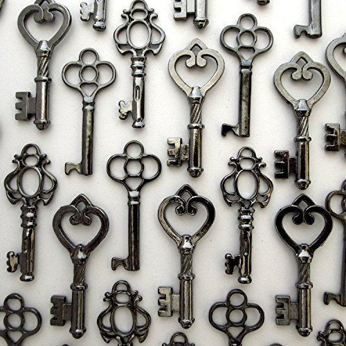 Skeleton Key Set in Gunmetal Black (30 Keys) 3 Different Styles ¨C Vintage Style Key Replicas (Black Color)