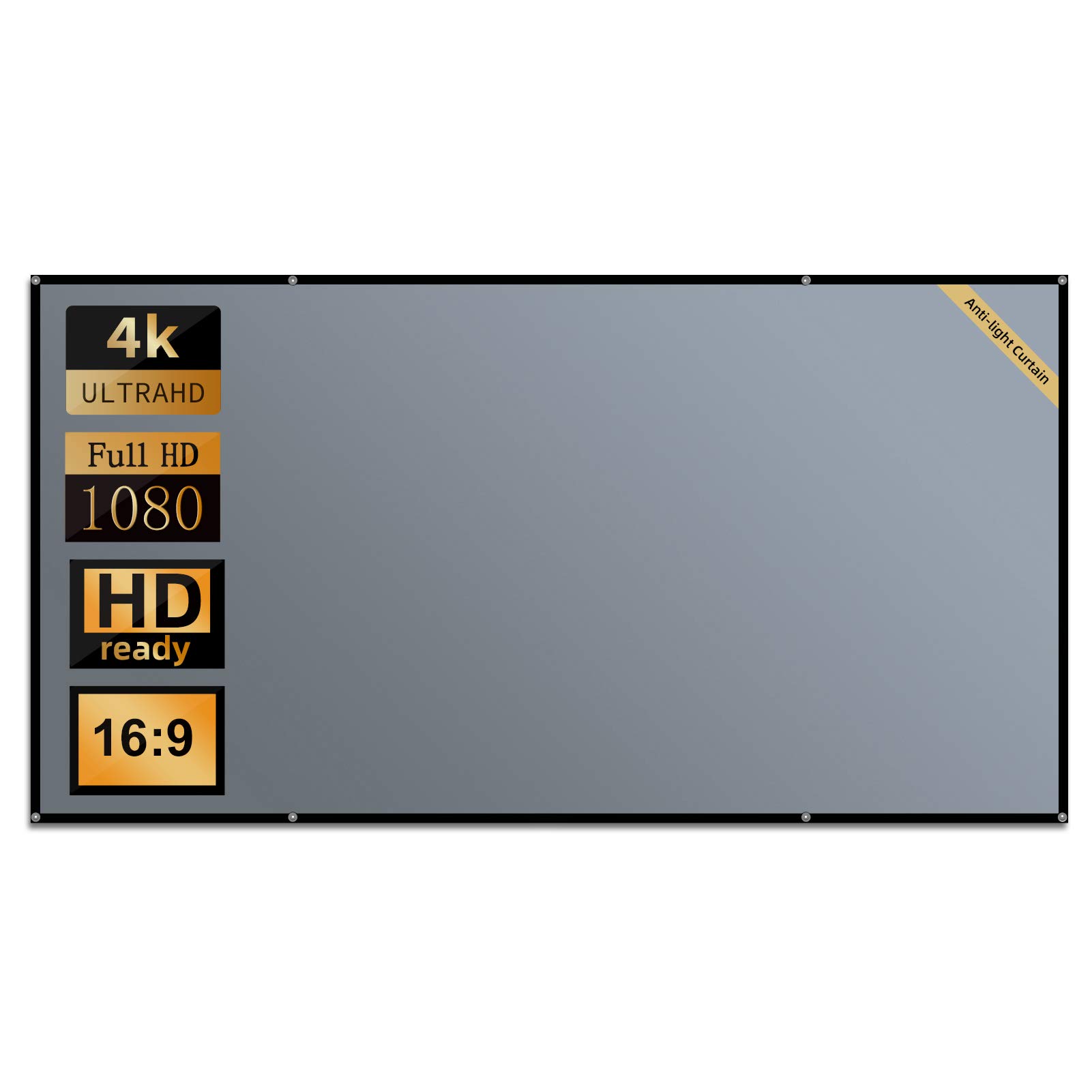 Projector Screen, 100 Inch Anti-light Projector Screen for Home Theater, 16: 9 HD Foldable Projector Curtain for Indoor Outdoor Use washable and ironable 221x125CM