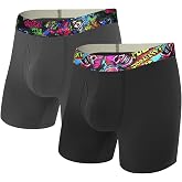 CHUAKIN Men's Underwear Boxer Briefs Bamboo Viscose Trunks Breathable and Cool with Fly Underwear for Men 2 Pack