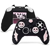 GeekShare Sweetheart Skull Silicone Controller Cover Compatible with Xbox Series X/S - Anti-Slip, Sweatproof Protective Skin with Thumb Grips & Decals - Black & Pink