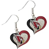 aminco womens NFL Arizona Cardinals Swirl Heart Earrings Multi, One Size