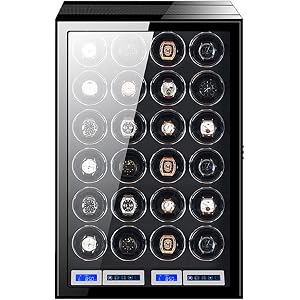 JIQHOHX Automatic Watch Winder for 24 Watches Quiet Japanese Motor Watch Winder Box Large Capacity LCD Touchscreen Control Re