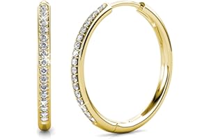 Hoop Loop Earrings 18K White Gold Plated with Crystal Sparking Gift for Wife Mother Gift for Women Valentine's Day