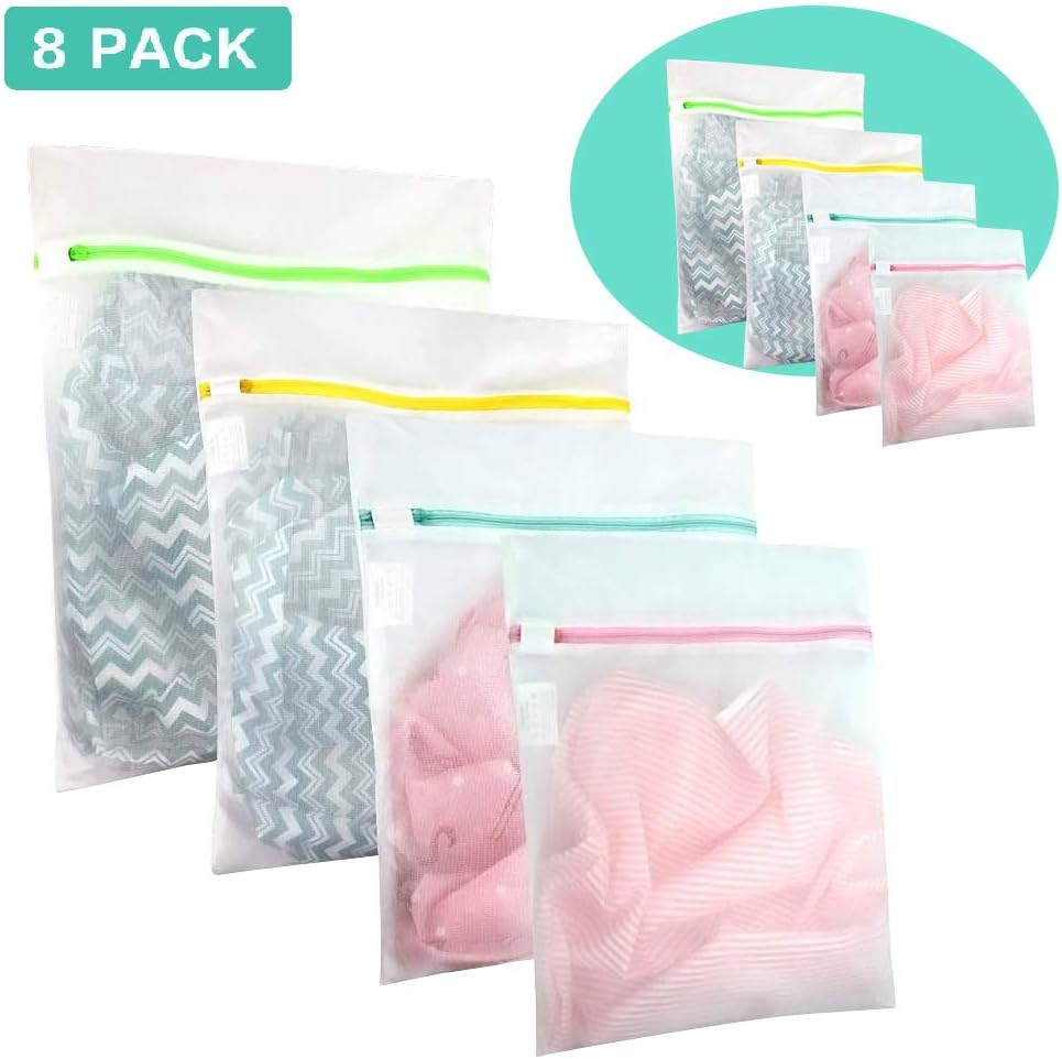 Laundry Bags for Washing Machine Mesh Laundry Bags Delicates Laundry Bag XL Laundry Bags Durable Net Zip up Laundry Bag for Blouse Hosiery Underwear Bra Lingerie Baby clothes -8 Pack
