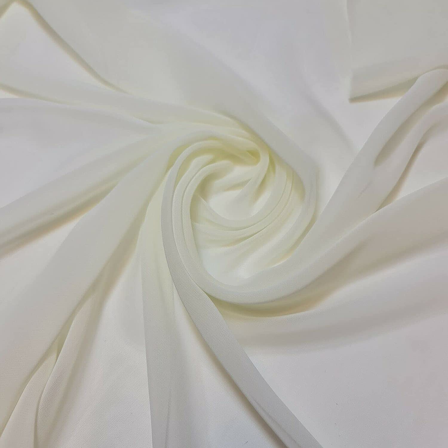 New Plain Chiffon Sheer Crepe Fabric Premium Dyed Dress Drape Decor Craft Fabric (Pre Cut 2 Meter - Lemon)