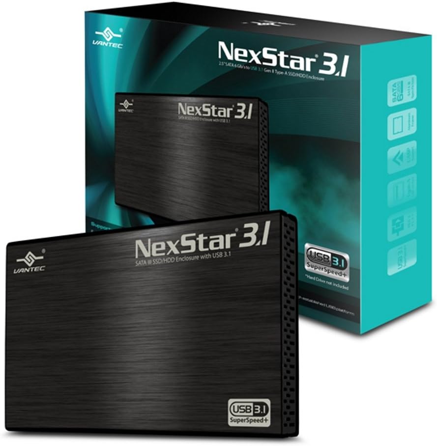 Vantec2.5" SATA 6 Gb/s to USB 3.1 Gen II Type-A SSD/HDD Enclosure (NST-270A31-BK)