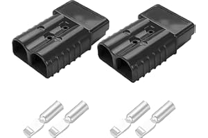 2 Set (4 Terminals + 2 Housing) 350A High Current Battery Quick Connector - Silver Plated Copper Plug with Color Black for Wi