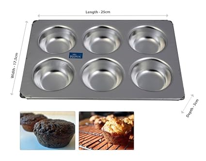 Rolex Aluminium Muffin Bakeware Tray Aluminium Muffin Bakeware Tray 6 cavity