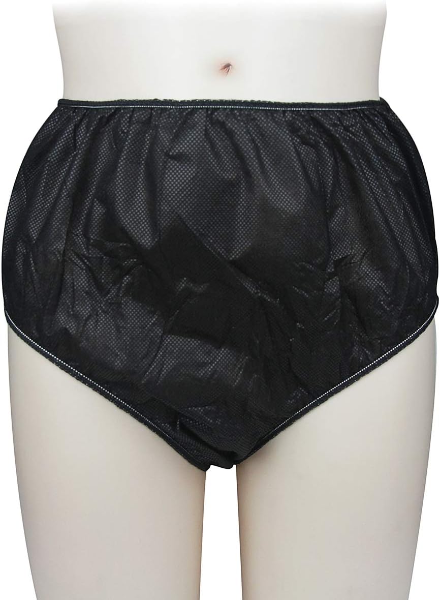 20 Pack Disposable Underwear Women Non-Woven Panties Briefs for Travel Spa or Spray Tanning Girls Black