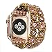 GEMEK Retro Bracelet Compatible with Apple Watch Band Rose Gold 42mm 44mm, Elastic Stretch Faux Crystal Agate Straps Replacement Compatible with iWatch Women Wristbands Series 5/4/3/2/1 Cuff (Pink)