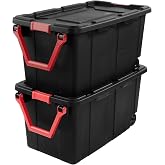 BLOISECX Heavy-Duty Wheeled Storage Tote, 40-Gallon, BPA-Free Plastic, Stackable, with Rotating Pull Handle and Secure Latching Lid, 36.75x21.375x18 Inch