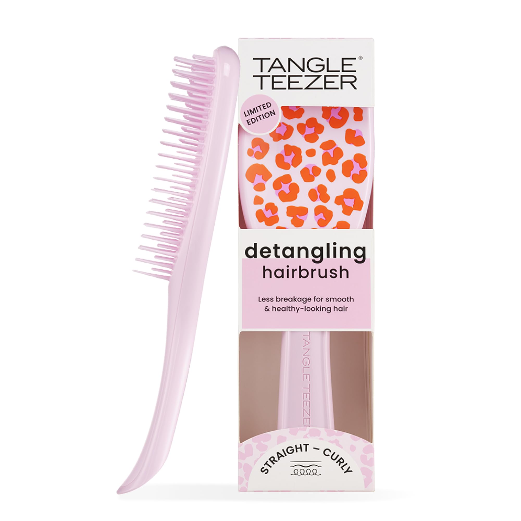 Tangle Teezer The Ultimate Detangler Hairbrush | For Wet & Dry Hair | Detangles All Hair Types | Reduces Breakage, Eliminates Knots | Two-Tiered Teeth & Comfortable Handle | Vibrant Leopard