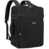 MOSISO Travel Backpack for Women Men, 15-15.6 inch Rhombus Quilted Laptop Backpack Flight Approved with Packing Cubes, 16 inch Carry on Daypack with USB Port for College Work Business, Black