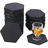 30 Pack 4 Inch Hexagon Slate Coasters,Black Slate Drinks Coasters with Anti-Scratch Bottom, Ideal for Home Decor, Bar, Housewarming Gifts, and Laser Engraving KUKLIPJIM