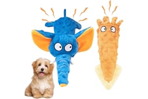 SHIPPOU 2 Pack Zesty Squeaky Dog Toys with Crinkle Paper & Squeaker - Plush Feel Stuffing-Free Chew Toys for Gentle Small and